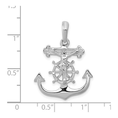 14K White Gold Mariners Crucifix Pendant – view 4