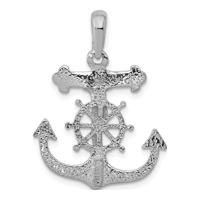 14K White Gold Mariners Crucifix Pendant – view 5