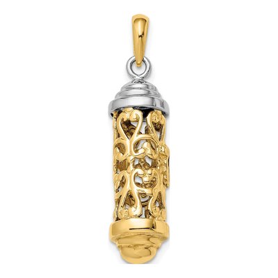 14K Two-Tone Gold 3-D Mezuzah Pendant – view 2