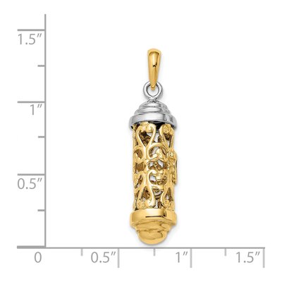 14K Two-Tone Gold 3-D Mezuzah Pendant – view 4