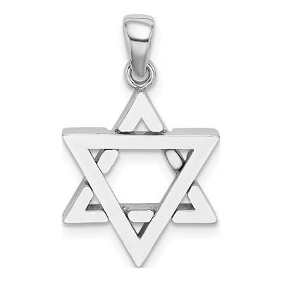 14K White Gold Star of David Pendant