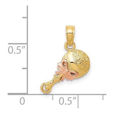 14K Two-Tone Gold Baby Rattle Pendant – view 5