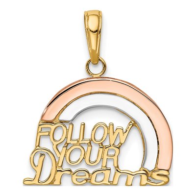14K Two-Tone Gold Rainbow Charm