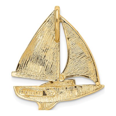 14K Yellow Gold Lab-Created Opal Sailboat Slide Pendant – view 4