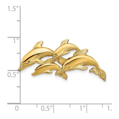 14K Yellow Gold Four Dolphins Omega Slide Pendant – view 4