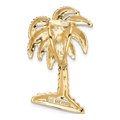 14K Yellow Gold Large Palm Tree Omega Slide Pendant – view 4
