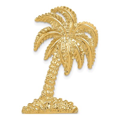 14K Yellow Gold Large Palm Tree Omega Slide Pendant