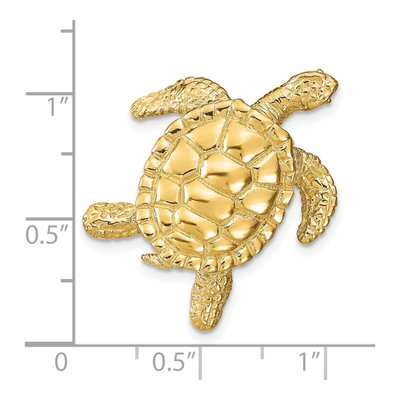14K Yellow Gold Large Sea Turtle Omega Slide Pendant – view 4