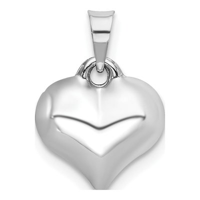 14K White Gold Puffed Heart Pendant – view 4