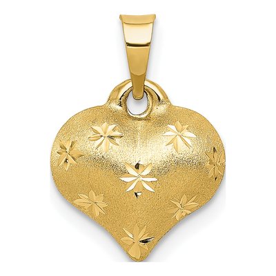 14K Yellow Gold Puffed Heart Pendant