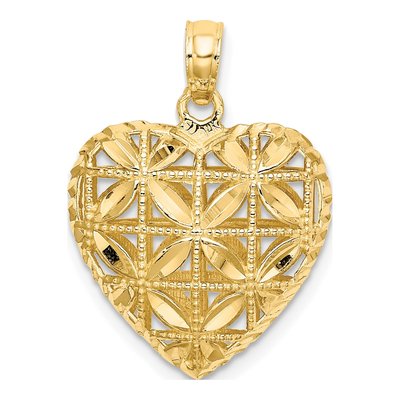 14K Yellow Gold Puffed Heart Pendant – view 4