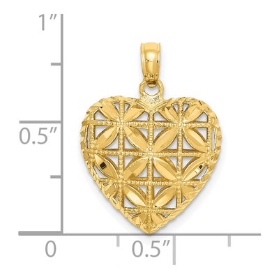 14K Yellow Gold Puffed Heart Pendant – view 5