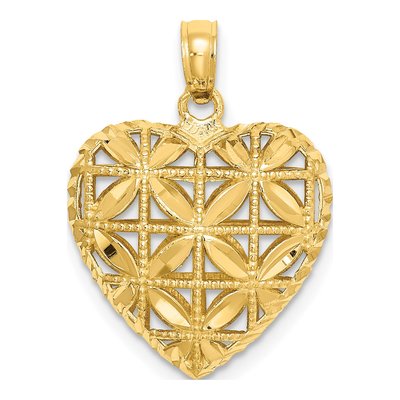 14K Yellow Gold Puffed Heart Pendant