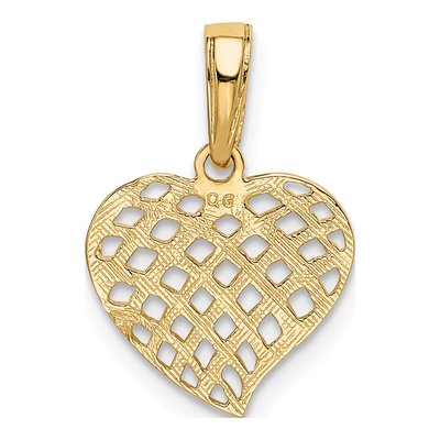 14K Yellow Gold Basket Weave Heart Pendant – view 4