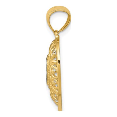 14K Yellow Gold Diamond-Cut Filigree Heart Pendant – view 3