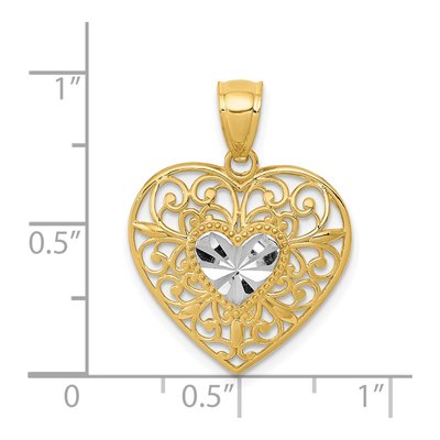 14K Yellow Gold Diamond-Cut Filigree Heart Pendant – view 5