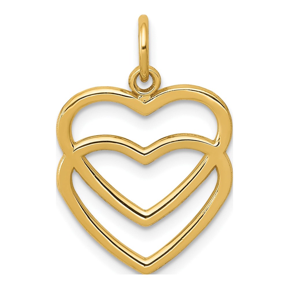 14K Yellow Gold Double Heart Pendant