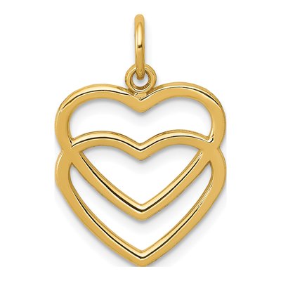 14K Yellow Gold Double Heart Pendant