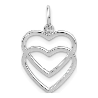 14K White Gold Double Heart Pendant
