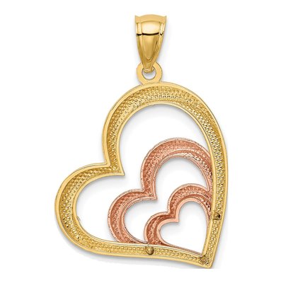 14K Two-Tone Gold 3-Hearts Pendant – view 4