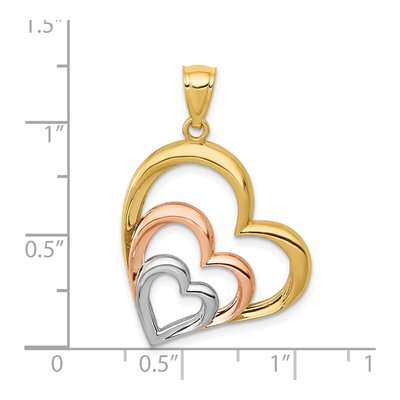 14K Two-Tone Gold 3-Hearts Pendant – view 5