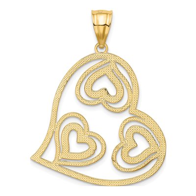 14K Yellow Gold Hearts Inside Heart Pendant – view 4
