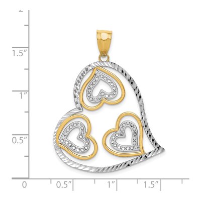 14K Yellow Gold Hearts Inside Heart Pendant – view 5