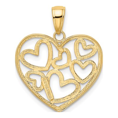 14K Yellow Gold Hearts Inside Heart Pendant – view 4