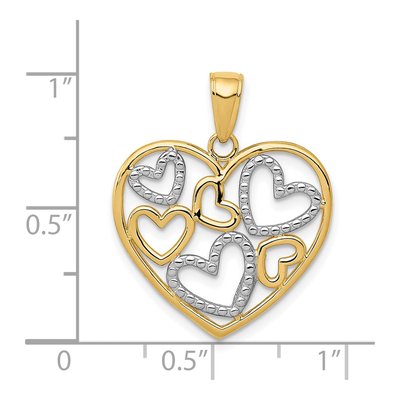 14K Yellow Gold Hearts Inside Heart Pendant – view 5