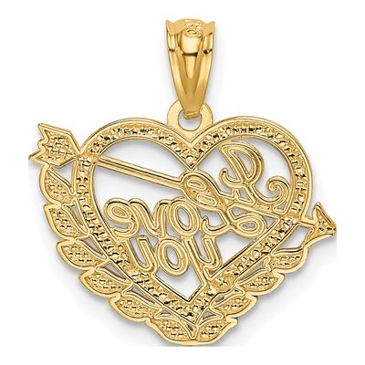 14K Yellow Gold I LOVE YOU Heart Arrow Pendant – view 4