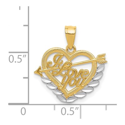 14K Yellow Gold I LOVE YOU Heart Arrow Pendant – view 5