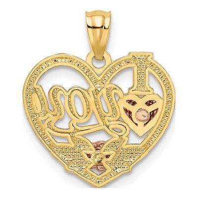 14K Two-Tone Gold I Love You Heart Pendant – view 4