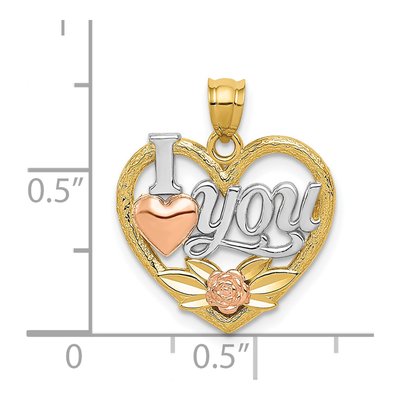 14K Two-Tone Gold I Love You Heart Pendant – view 5