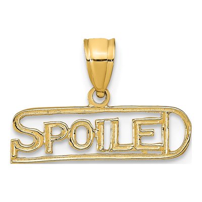 14K Yellow Gold Spoiled Word Pendant