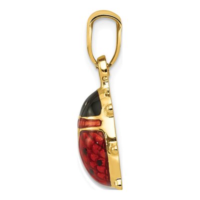 14K Yellow Gold Red Black Enamel Ladybug Charm – view 3