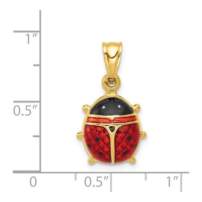 14K Yellow Gold Red Black Enamel Ladybug Charm – view 5