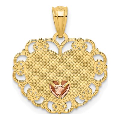 14K Two-Tone Gold MOM Heart Pendant – view 4