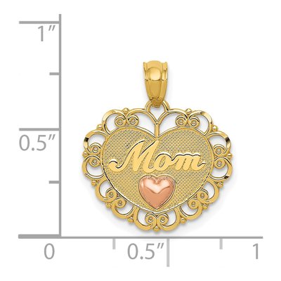 14K Two-Tone Gold MOM Heart Pendant – view 5