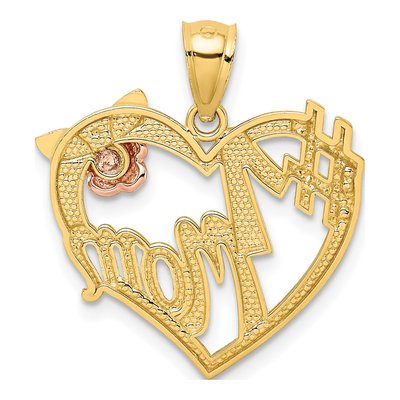 14K Two-Tone Gold Mom Heart Number 1 Pendant – view 4