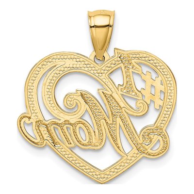 14K Yellow Gold MOM Heart Number 1 Pendant – view 4