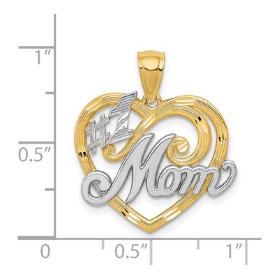 14K Yellow Gold MOM Heart Number 1 Pendant – view 5