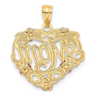 14K Two-Tone Gold MOM Heart Pendant – view 4