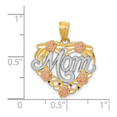 14K Two-Tone Gold MOM Heart Pendant – view 5