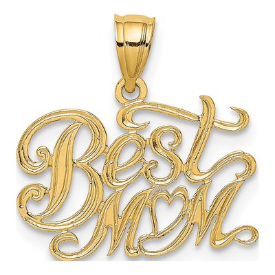 14K Yellow Gold BEST MOM Pendant
