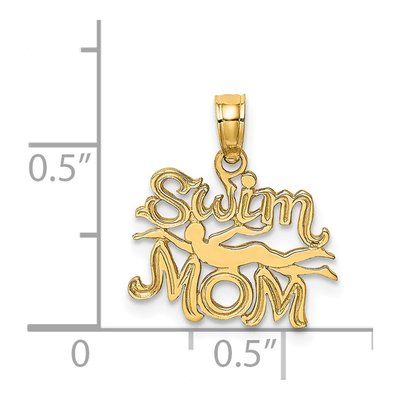 14K Yellow Gold SWIM MOM Swimmer Charm Pendant – view 4