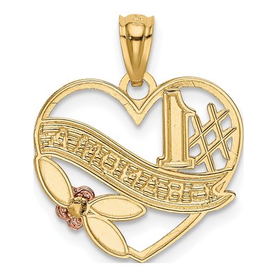 14K Two-Tone Gold Grandma Heart Number 1 Pendant – view 4