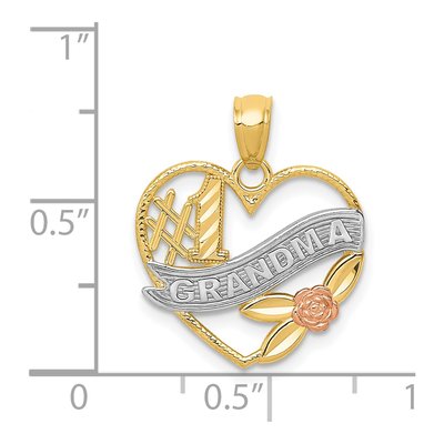 14K Two-Tone Gold Grandma Heart Number 1 Pendant – view 5