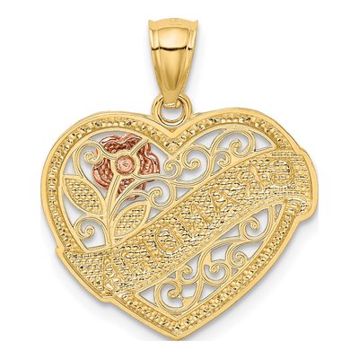 14K Two-Tone Gold Grandma Heart Pendant – view 4