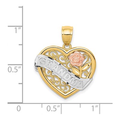 14K Two-Tone Gold Grandma Heart Pendant – view 5