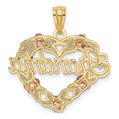 14K Two-Tone Gold Grandma Heart Pendant – view 4